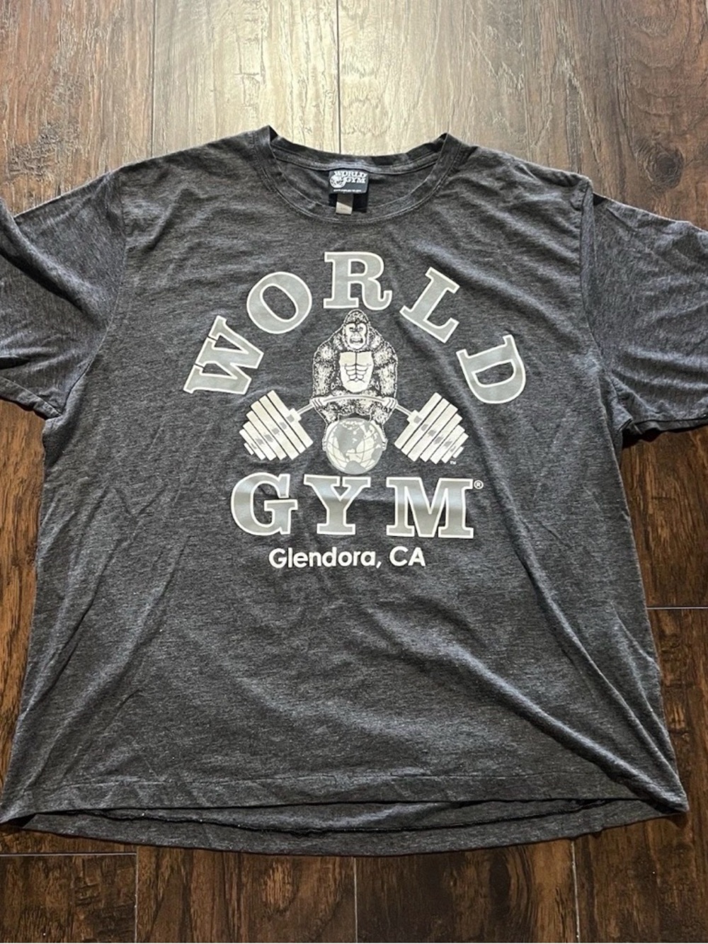 Vintage World Gym Gorilla Logo Dark Gray Shirt Mens 2XL Glendora Ca